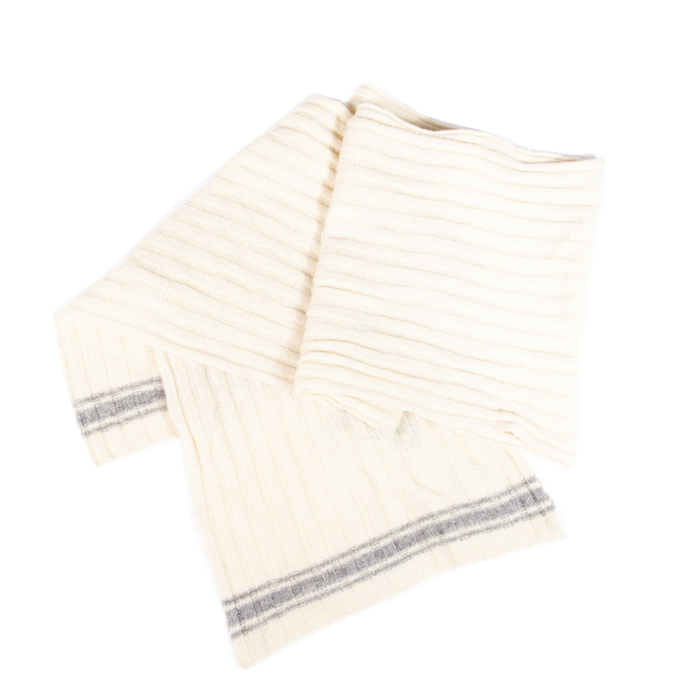 HARTFORD ANTIQUE WHITE & GRAY KNIT SCARF | MENS SIZE 200CM